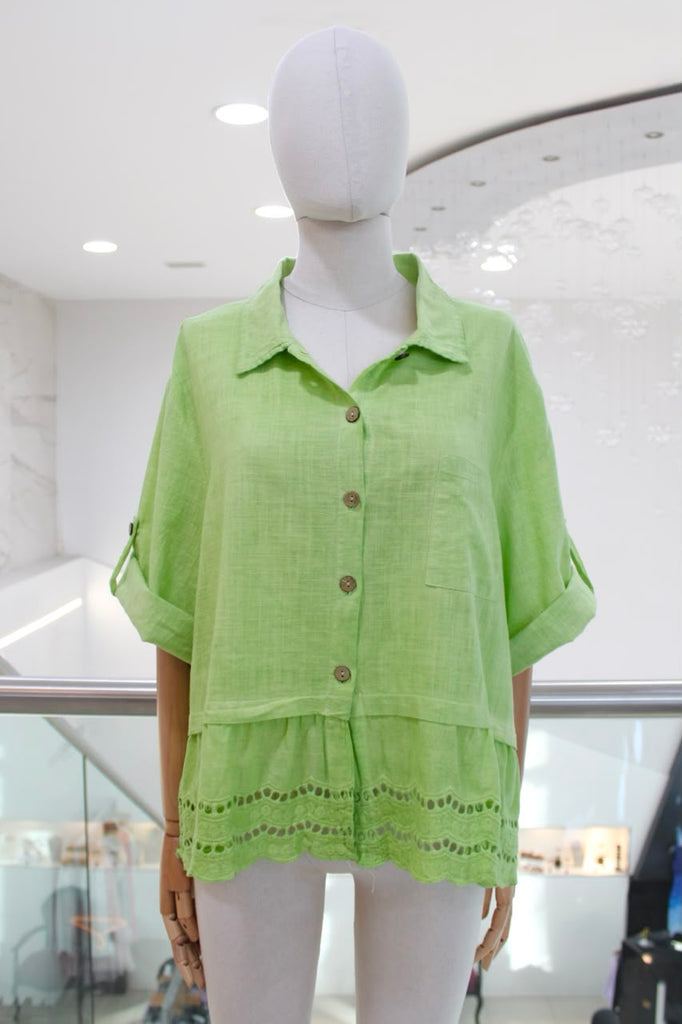 Blusa lino verde manzana