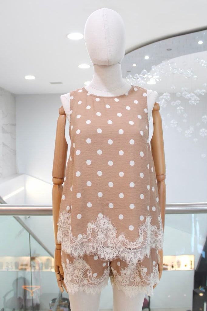 Conjunto beige polka dots