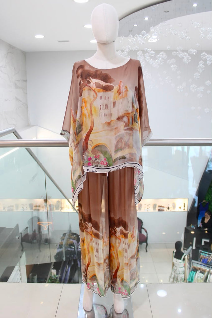 Conjunto seda estampado
