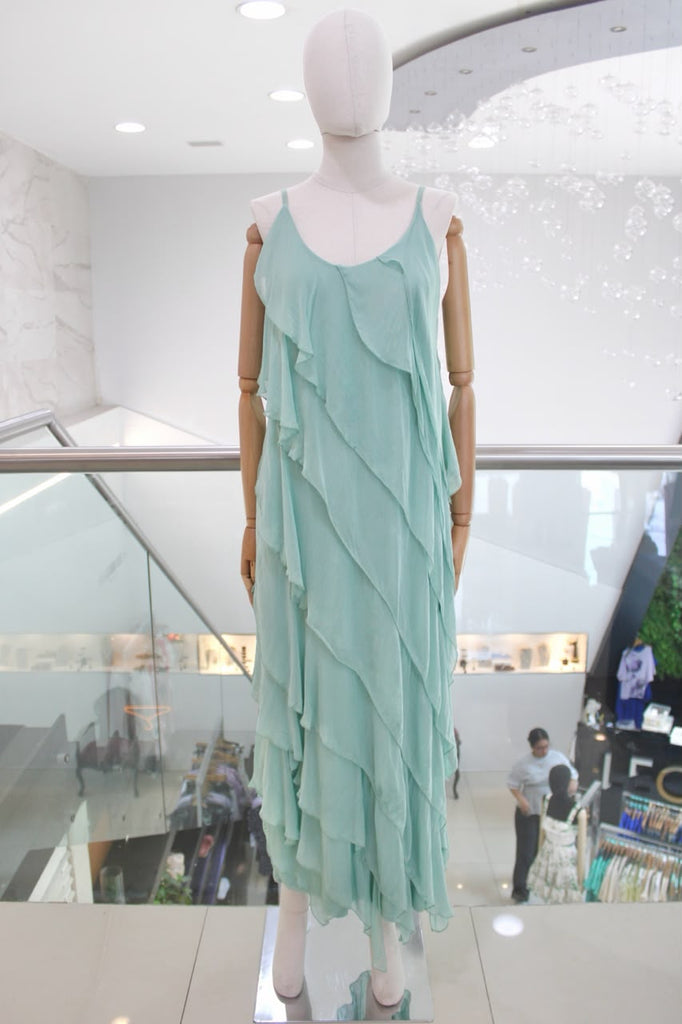 Vestido seda aqua