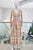 Vestido lino print beige y café