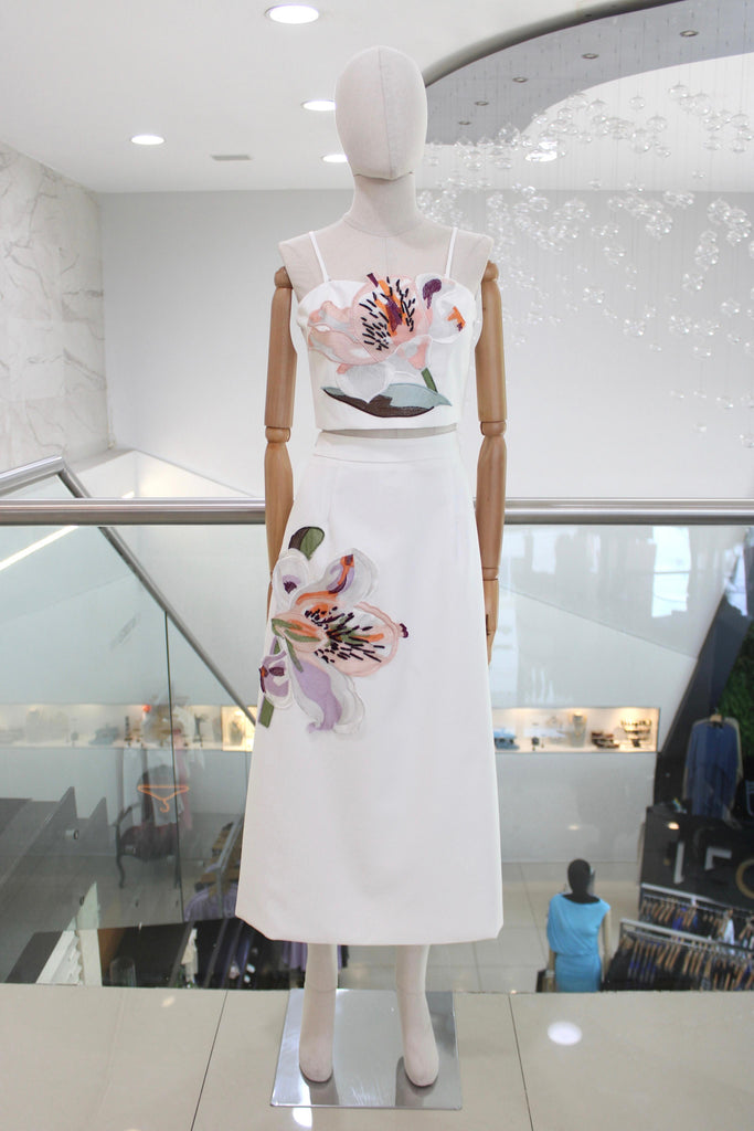 Conjunto blanco flores