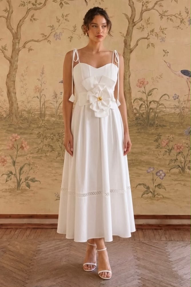 Vestido midi blanco