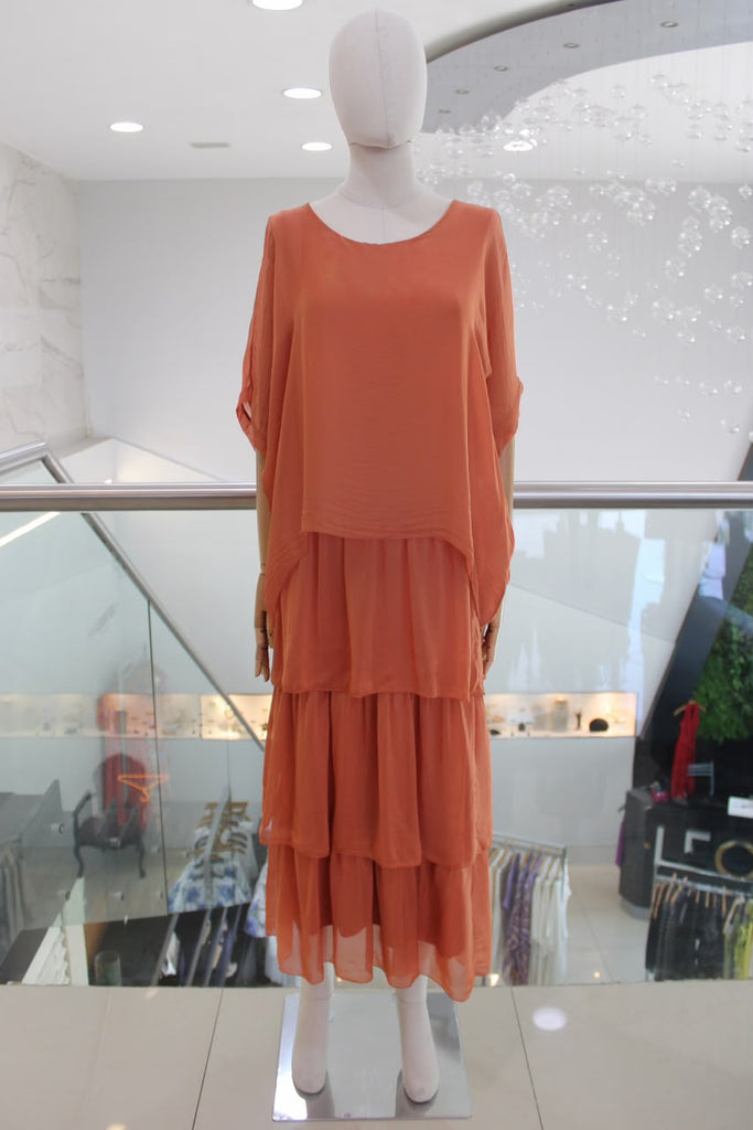 Vestido seda terracota