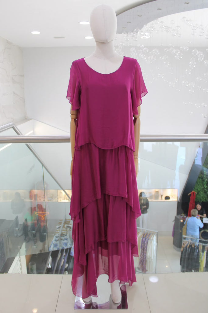 Vestido seda magenta