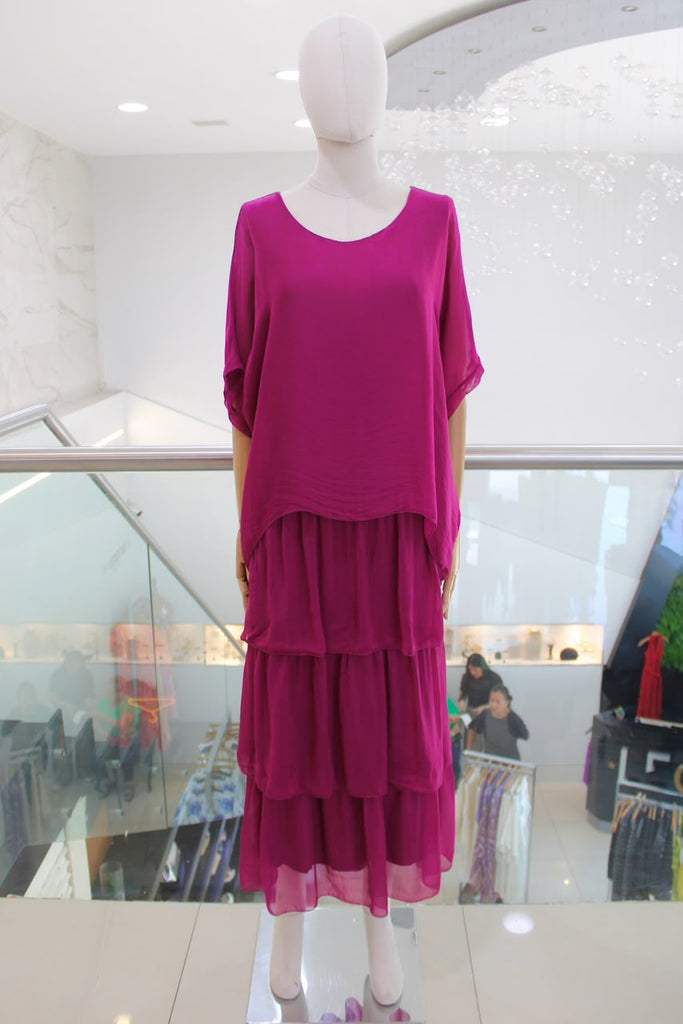Vestido capas magenta
