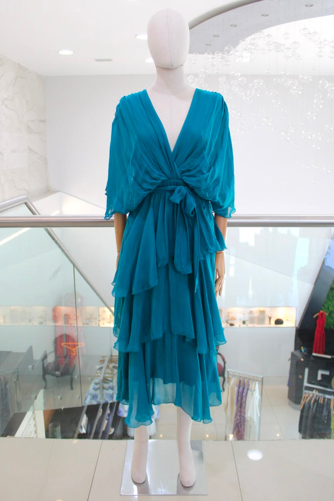 Vestido seda verde