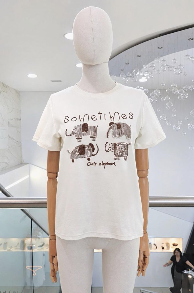 T-shirt beige elefantes
