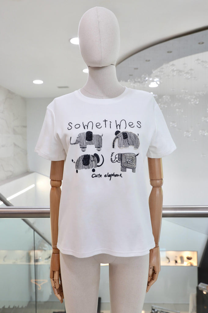 T-shirt blanca elefantes