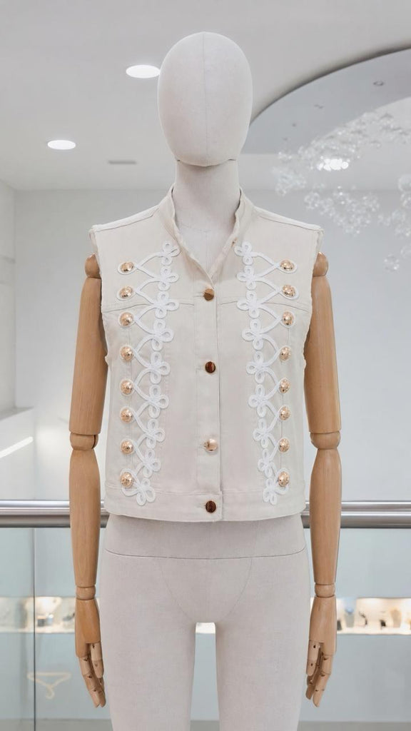 Chaleco denim beige