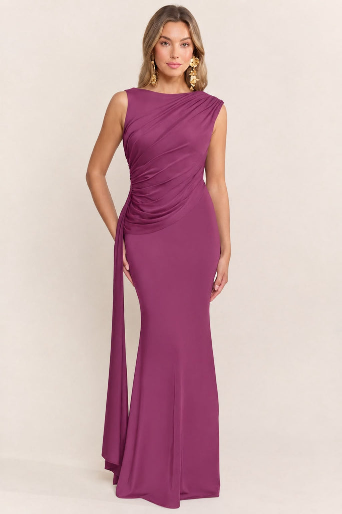 Vestido gasa magenta