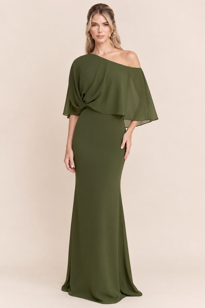 Vestido gasa verde oliva