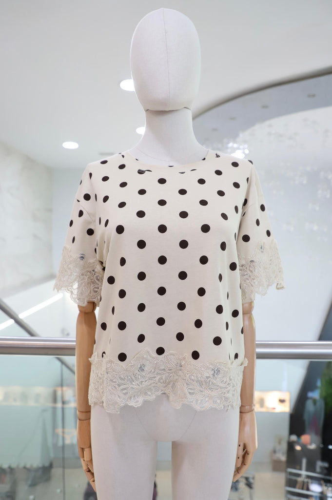 T-shirt beige polka dots