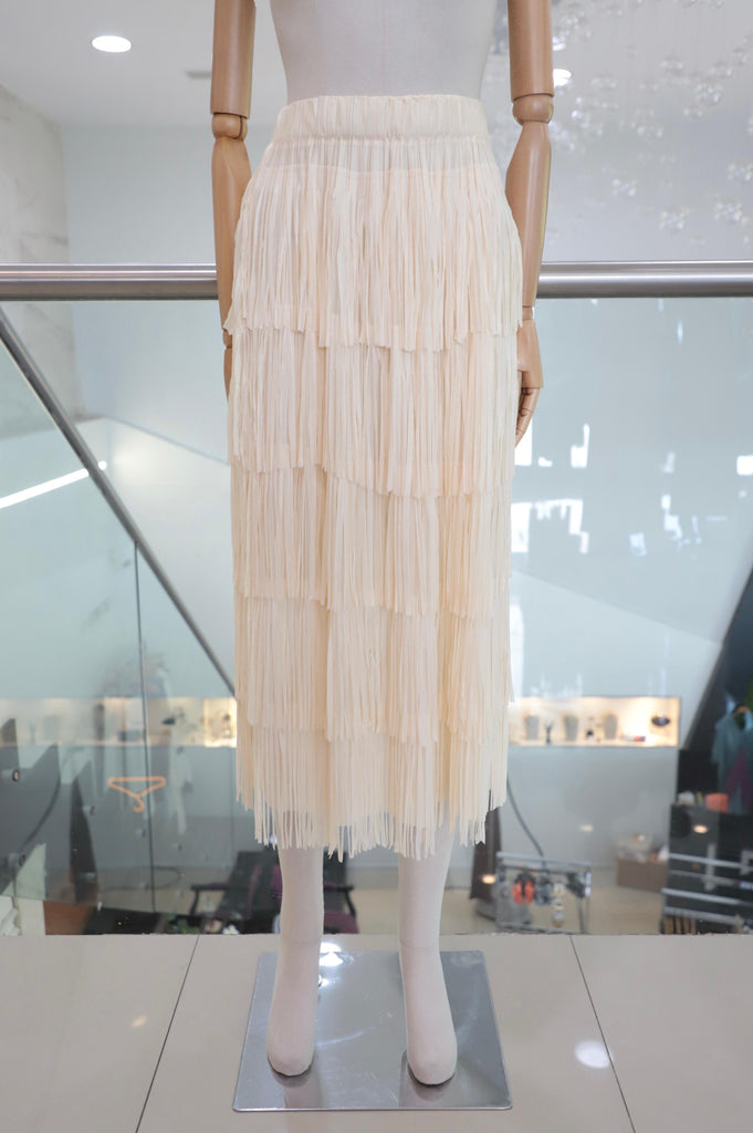 Falda flecos beige