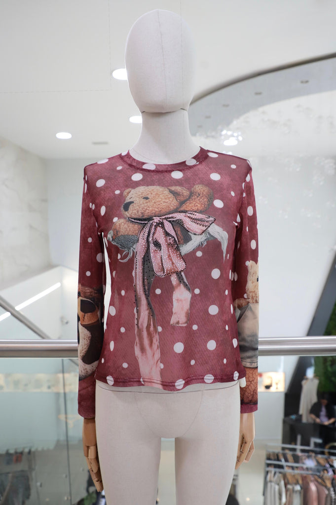 Blusa vino mesh osito