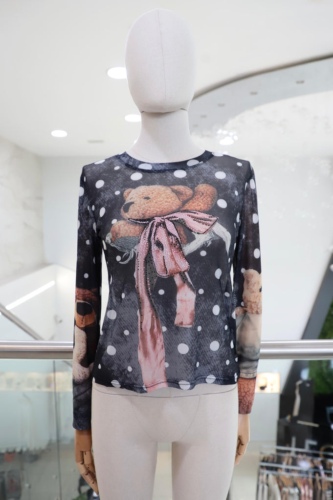 Blusa negra mesh osito