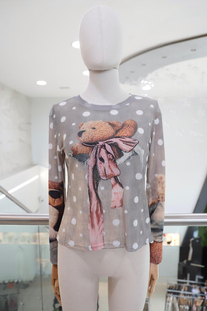 Blusa gris mesh osito