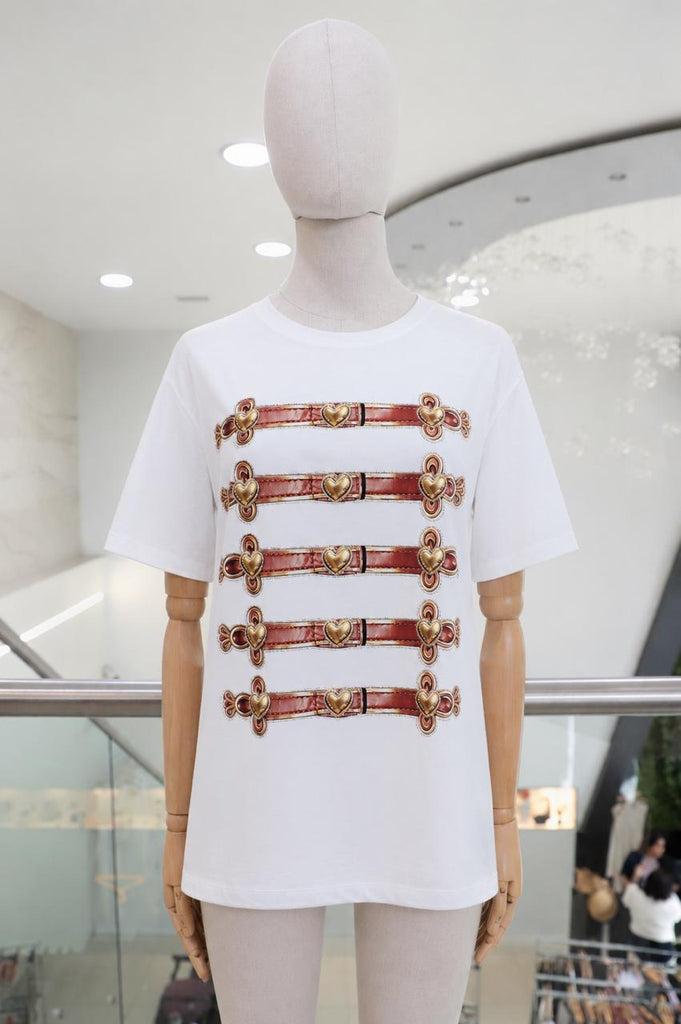 T-shirt blanca hebillas