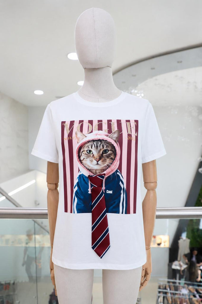 T-shirt blanca gatito VOGUE