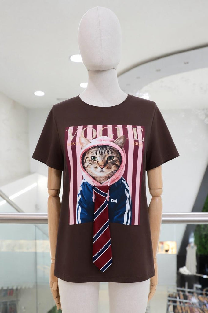 T-shirt café gatito VOGUE