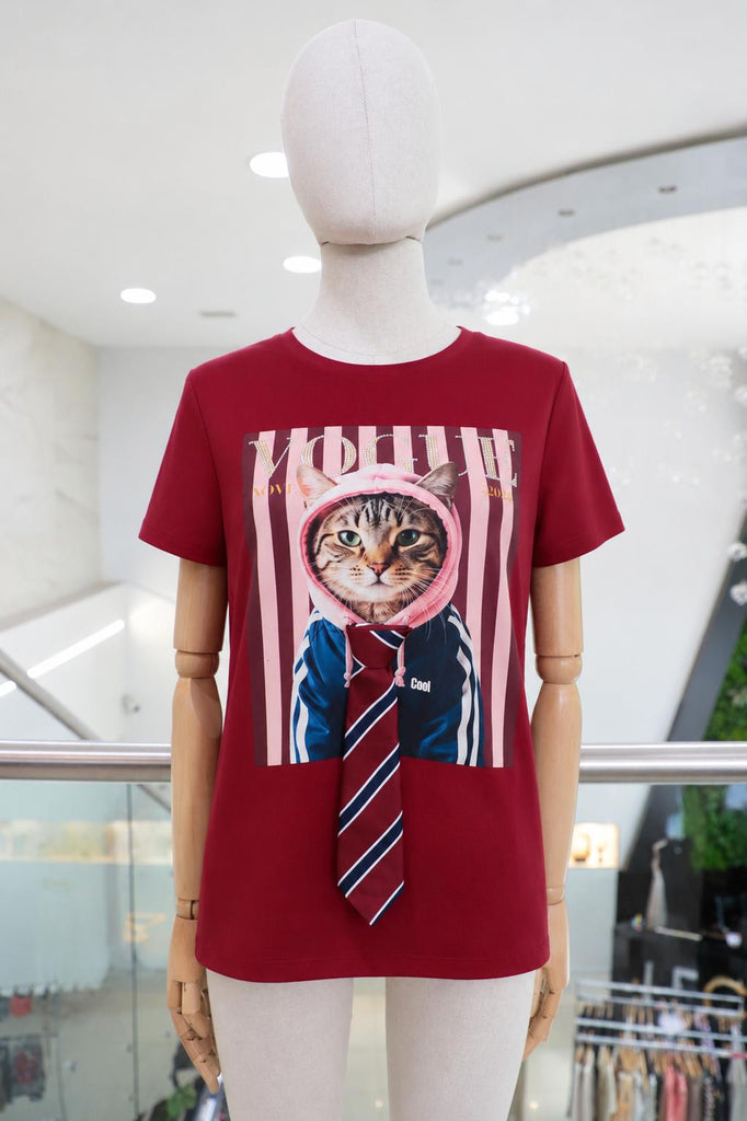 T-shirt roja gatito VOGUE