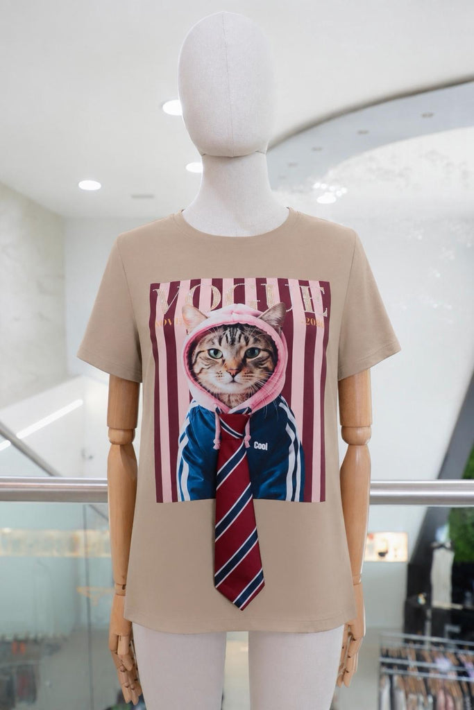 T-shirt camel gatito VOGUE
