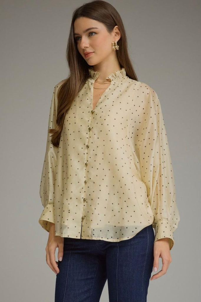 Camisa hueso polka dots