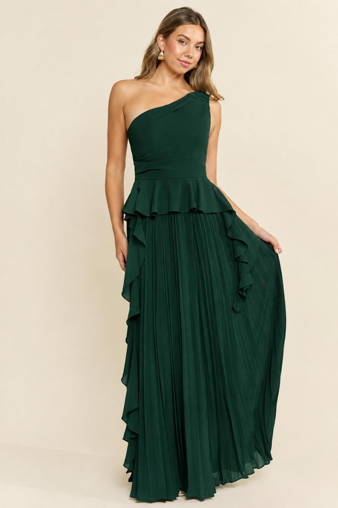 Vestido plisado verde