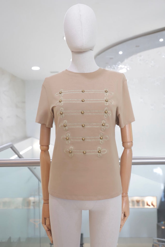 T-shirt beige hebillas