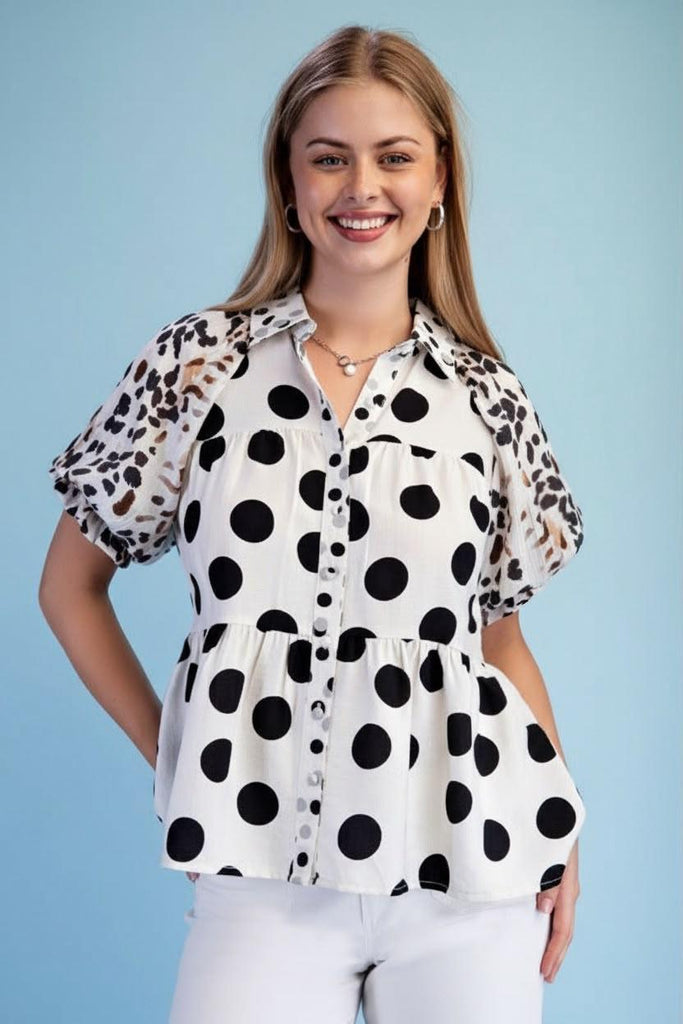 Blusa polka dots b/n