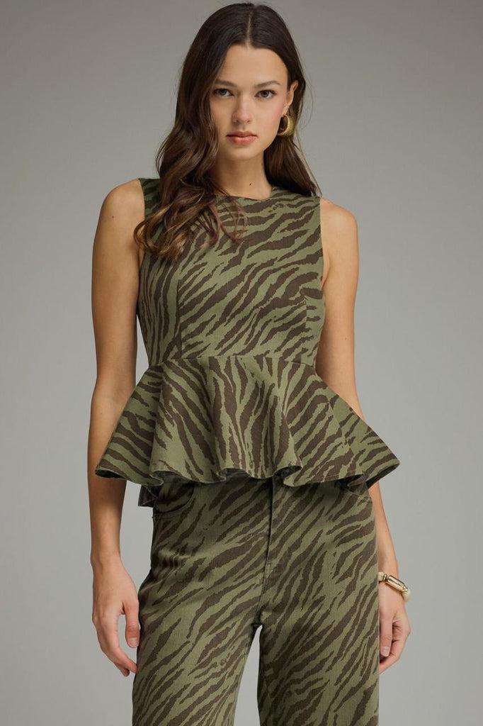 Blusa verde print zebra